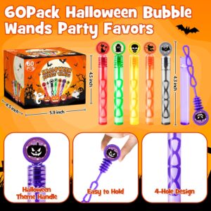 60 Pack Halloween Party Favors Bubble Wands for Kids, Halloween Goodie Bag Stuffers Fillers, Halloween Toys Bulk Treats Non Candy Classroom Prizes Gifts for Toddlers Kids Birthday Party Supplies