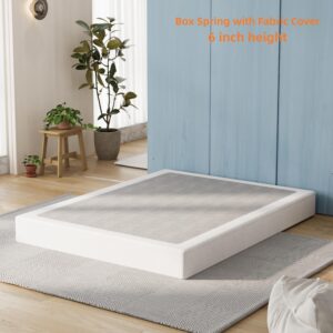 Daqutic Full Size Box Spring, Box Spring Full Size Bed, 6 Inch Height Full Box Spring with Cover, Easy Assembly/Noise Free/Heavy Duty/Mattress Foundation