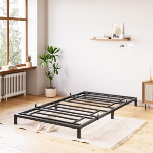 IDEALHOUSE 8 Inch Twin Bed Frame No Box Spring Needed, Heavy Duty Metal Platform Bed Frame Twin Size for Bedroom Easy Assembly, Noise Free, Black, Twin