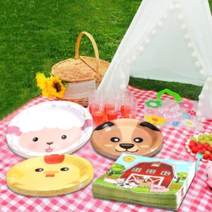 Xiangqu 170 Pcs Farm Animals Plates and Napkins Set, Barn Theme Farm Animals Party Supplies Include Plates,Napkins and Cups Farm Birthday Decorations for Kids Birthday, Baby Shower