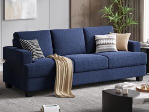 fadware 89 inch couch, 3 seater couches with deep seats, modern loveseat 3-seat sofa couches for living room apartment lounge, detachable sofa cover, easy to install, blue