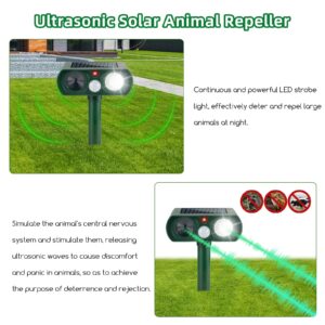 Upgraded Animal Repellent Outdoor,2 Pack Solar Animal Repeller with Motion Sensor Ultrasonic Cat Repellent Deer Repellent Devices Coyote Deterrent to Scare Raccoon Rabbit Squirrel Skunk Out of Yard