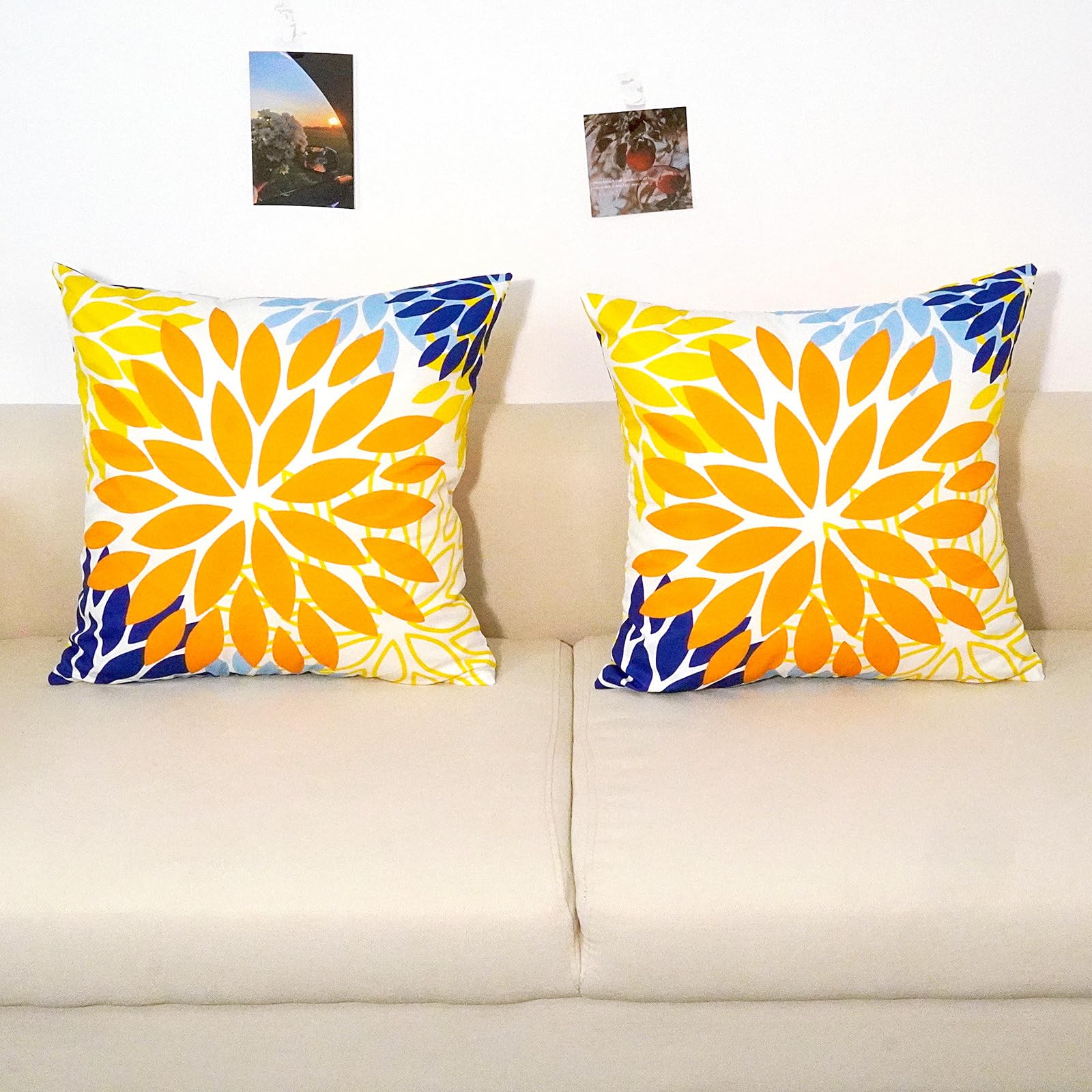 TAJWE Outdoor Pillow Covers 18x18 Set of 2 Waterproof Spring Summer Decorative Throw Pillows Yellow Geometric Cushion Cases for Patio Furniture Porch Sofa Couch Decor