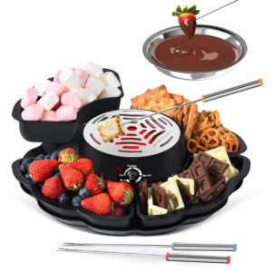 2 in 1 electric s’mores maker & fondue pot, tabletop indoor smores kit with 4 roasting forks, 4 detachable trays & 1 flameless temperature-controlled heater, movie night supplies & housewarming gifts