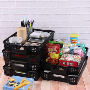 Loiycg 6 Pack A4 Paper Storage Basket Tray, Stackable Basket for Office Organizing, Black