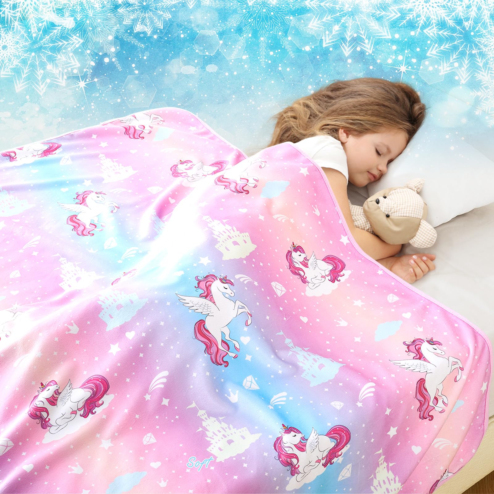 UOMNY Cooling Blanket for Hot Sleepers,Cooling Blanket for Kids, Blanket Unicorn Castle Toys Gift for Girls,Q-Max>0.4 Arc-Chill Cooling Fibe, Summer Cool Blanket,50"x60"