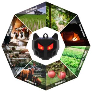 4 Pack Upgraded Racoon Repellent Outdoor,Solar Deer Repellent Devices Coyote Deterrent Predator Eyes Animal Deterrent Devices Outdoor with Predator Lights for Chicken Coop Yard Farm Garden