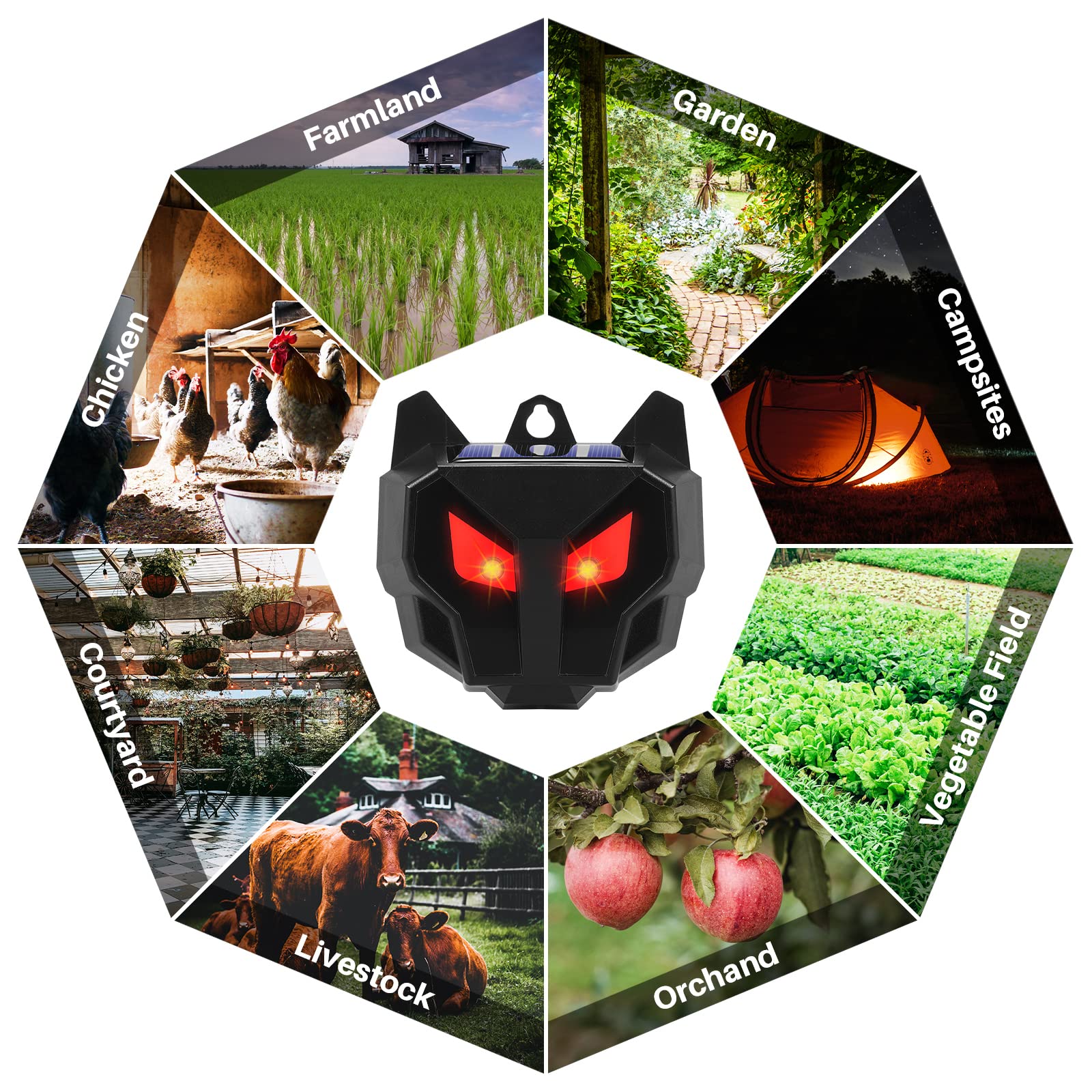 4 Pack Upgraded Racoon Repellent Outdoor,Solar Deer Repellent Devices Coyote Deterrent Predator Eyes Animal Deterrent Devices Outdoor with Predator Lights for Chicken Coop Yard Farm Garden