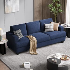 Fadware 89 Inch Couch, 3 Seater Couches with Deep Seats, Modern Loveseat 3-Seat Sofa Couches for Living Room Apartment Lounge, Detachable Sofa Cover, Easy to Install, Blue