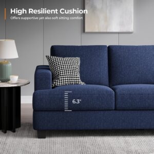 Fadware 89 Inch Couch, 3 Seater Couches with Deep Seats, Modern Loveseat 3-Seat Sofa Couches for Living Room Apartment Lounge, Detachable Sofa Cover, Easy to Install, Blue