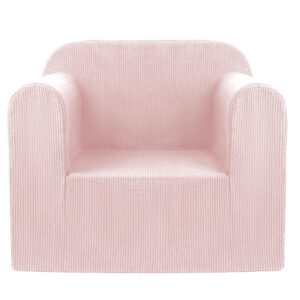 Gurxien Toddler Corduroy Couch Thick Foam Bean Bag Chair Snuggle-Soft Armchair Kids Soft Cuddly Reading Fuzzy Baby Chair Suit for 1-6 T Light Pink