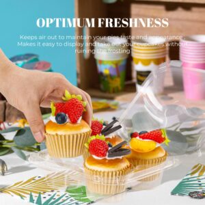 NPLUX 4 Compartment Cupcake Containers 20 Pack Cupcake Holder with Connected Airtight Lid Cupcake Boxes for 80 Cupcakes Muffins, BPA Free, Standard Size