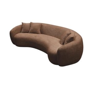 ERYE 5 Seats Teddy Fleece Boucle Freestanding Sofa Modern Half-Moon Comfy Leisure Couch with 4 Perfectly-Scaled Pillows, Oversized Sleek Curved Sofa&Couch for Home Office Apartment Living Room