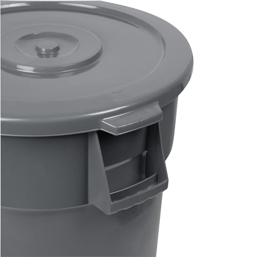 Restaurantware - LID ONLY: RW Clean Waste Container Lid, 1 Round Trash Can Lid - Waste Bin Sold Separately, For 44 Gallon Dustbin, Built-In Handle, Gray Plastic Garbage Can Lid, Heavy-Duty