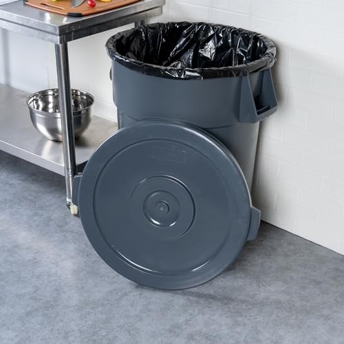 Restaurantware - LID ONLY: RW Clean Waste Container Lid, 1 Round Trash Can Lid - Waste Bin Sold Separately, For 44 Gallon Dustbin, Built-In Handle, Gray Plastic Garbage Can Lid, Heavy-Duty