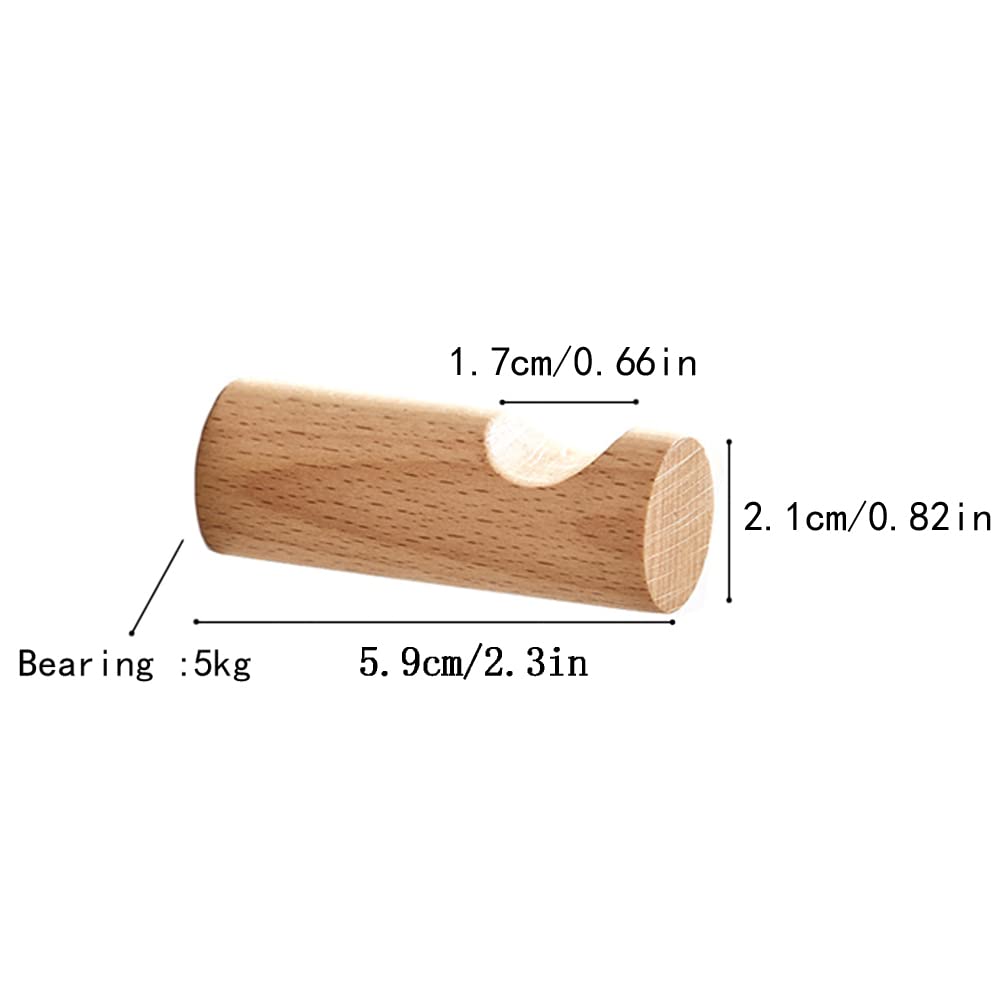 LONANGG 6pack Nordic Creativity Wall Hooks Decorative Hooks Coat Hangers Rack Hooks Solid Wood Hooks Towel Hook Ear Hook Coat Hooks (Beech 6hook)