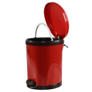 yarebest 2 gallon small step pedal garbage can with lid, plastic red trash waste bin