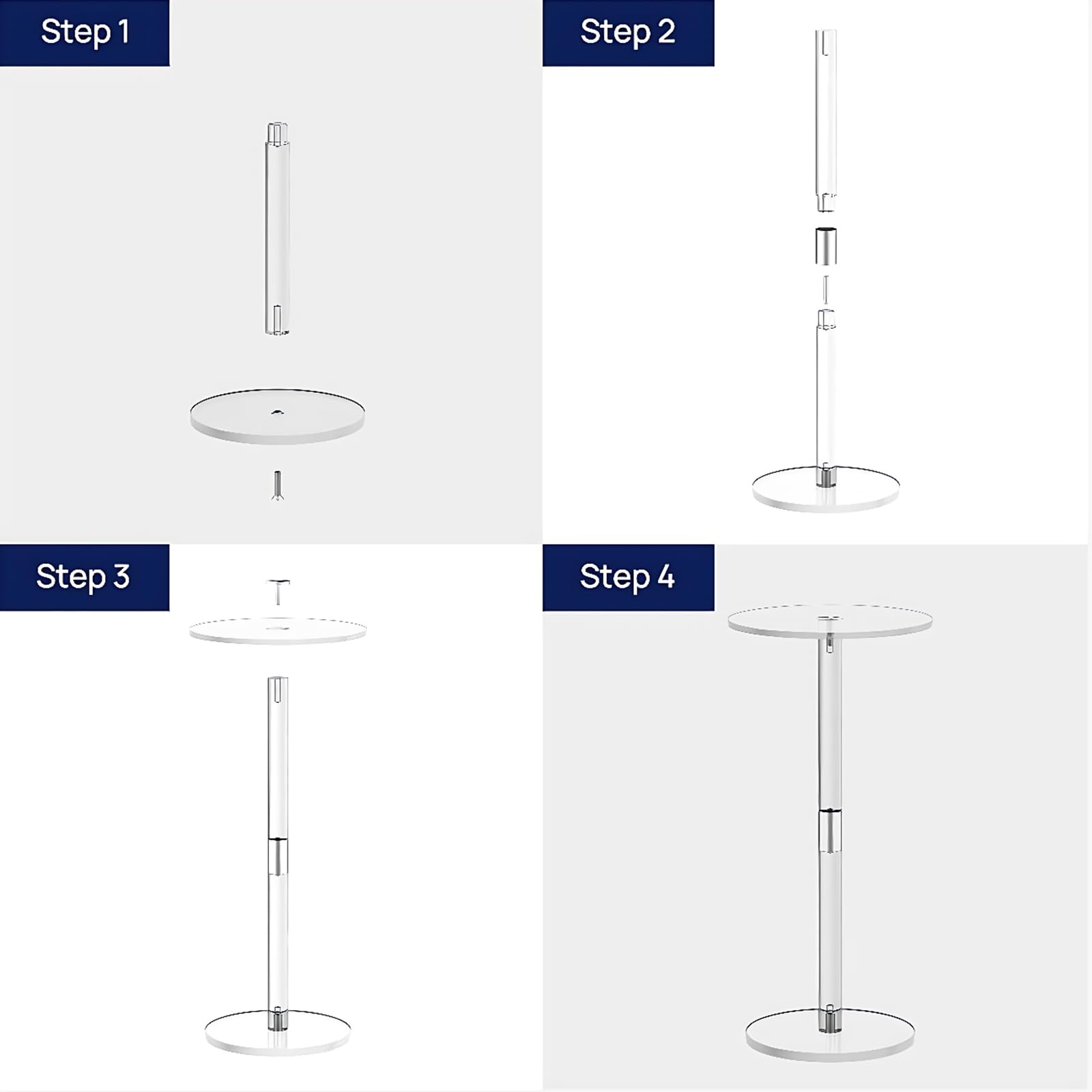 QIXIN Minimalist Acrylic Side Table Clear Acrylic Drink Table Small Round Side Table Small Table for bdaroom Small Drink Table Small Round Table