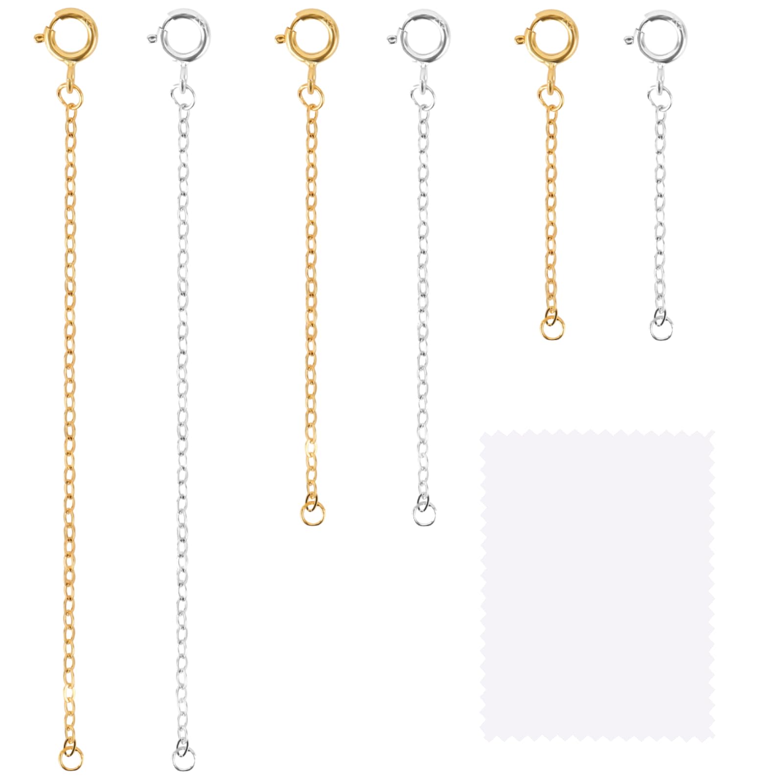 6PCS 925 Sterling Silver Necklace Extender, 18K Gold Plated Chain Extenders for Necklaces, Anklet Bracelet Extender Silver Gold Necklace Extenders for Women Jewelry Making (Gold & Silver, 1 2 3 Inch)