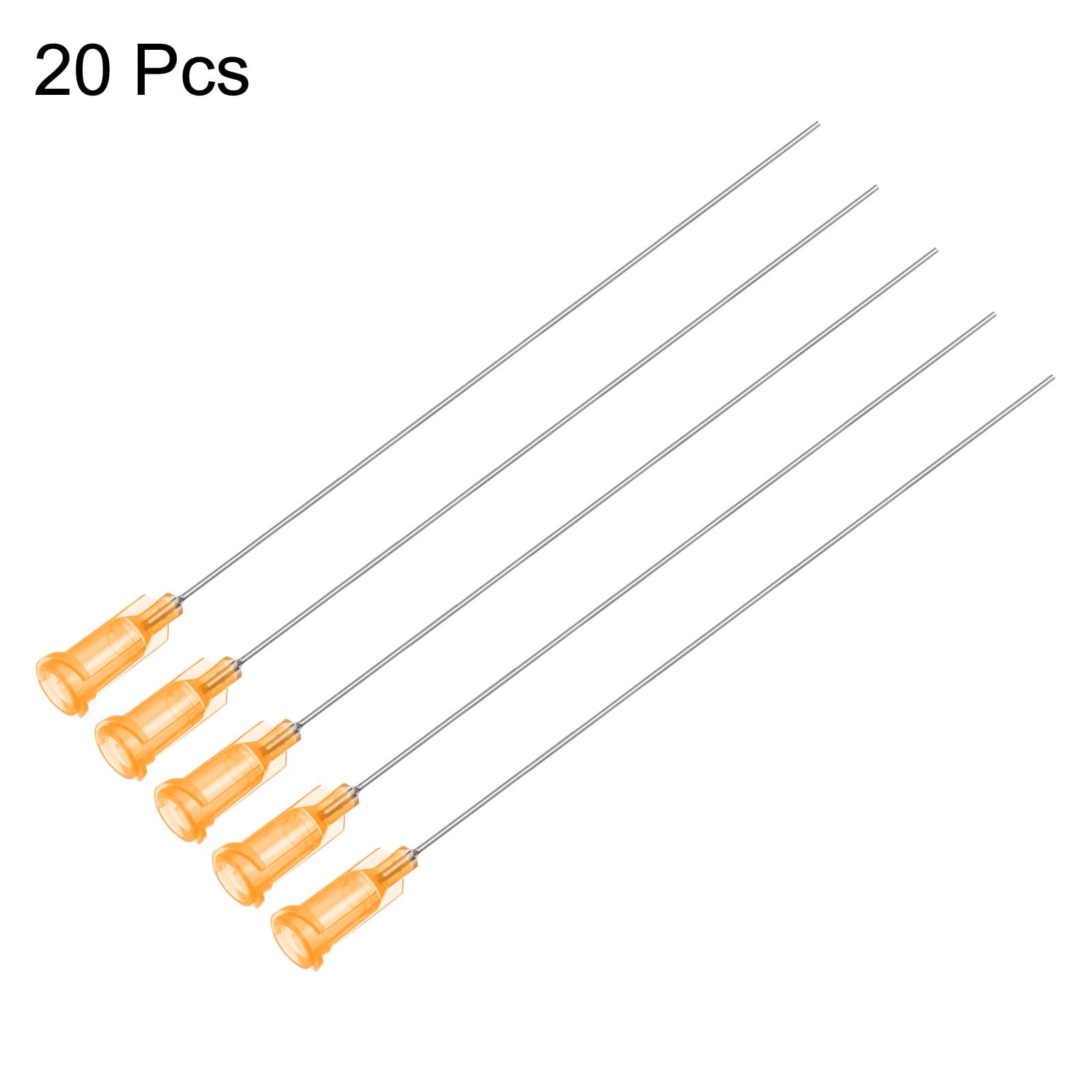 uxcell 20 Pcs 25G Plastic Dispensing Needles with Luer Lock, 4" Steel Needle Tube PP Heat-Resistant Plastic Blunt Tip for Liquid Glue Gun, Orange