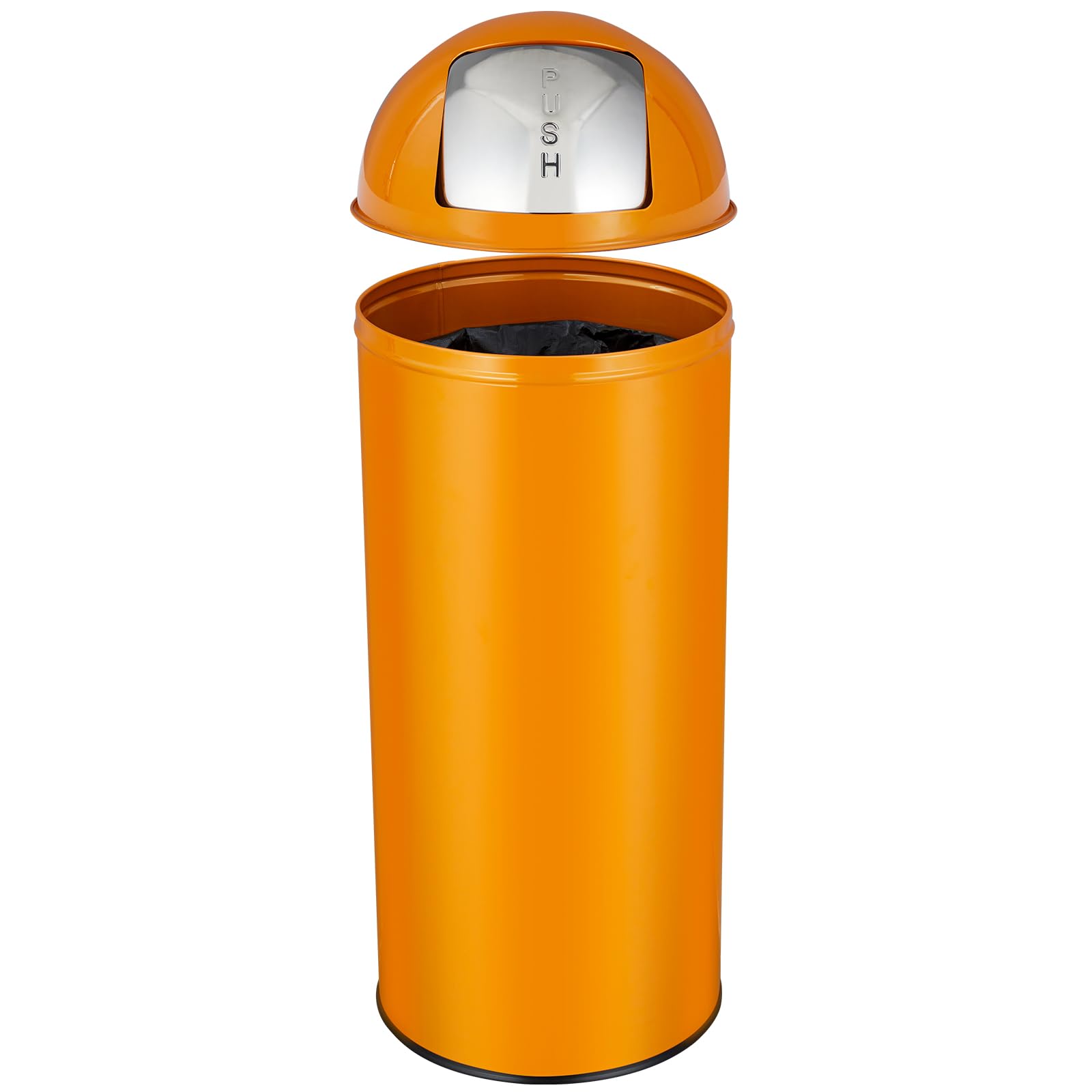 17 Gal / 65L Push Lid Trash Can Commercial Grade Heavy Duty Tall Commercial Trash Can Brushed Stainless Steel for Outdoor | Kitchen Waste Bins for Home, Office, Restaurant, Restroom(Orange)