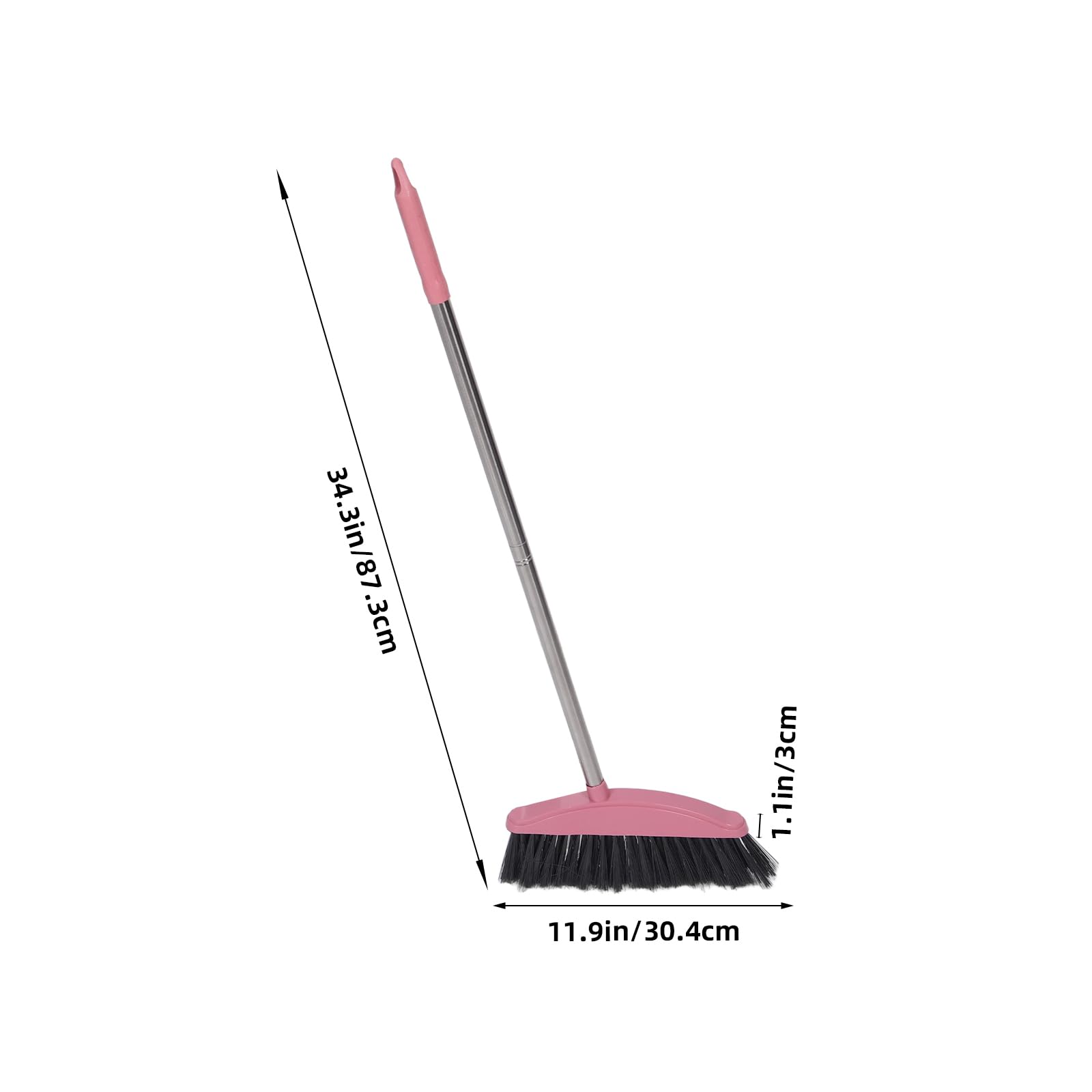 Luxshiny Indoor Broom, Stainless Steel Angle Broom with Long Handle Soft Floor Sweeping Brooms Home Cleaning Tool for Kitchen Bathroom Pet Pink