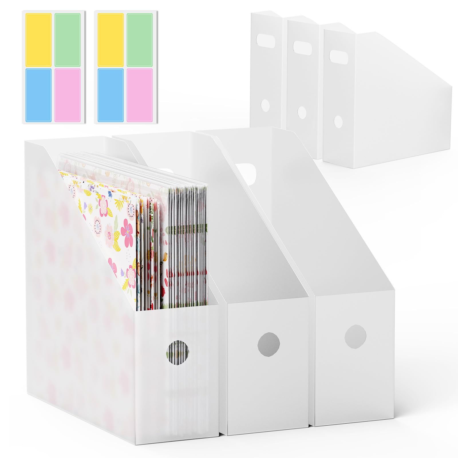 6PCS Scrapbook Paper Storage, Foldable Scrapbook Paper Holder with 2 Pieces Sticky Index Tabs for 12x12 Paper Storage Organizer, Files, Vinyl, Cardstock, Magazines, Documents