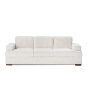 AMERLIFE 89in Couch, Comfy Sofa with Wood Legs, 3 Seater Modern Sofa- Deep Seat Couches for Living Room (Corduroy, White)