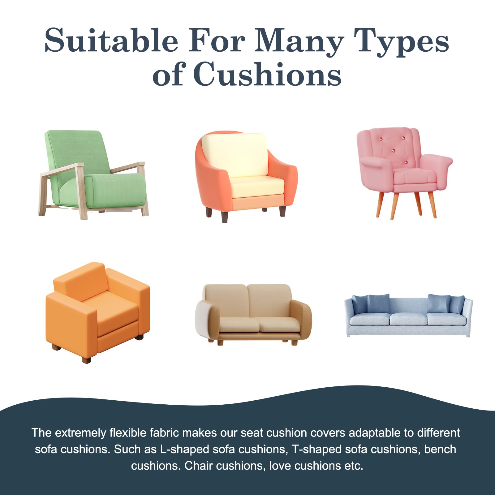 8Pcs Outdoor Cushion Waterproof Slipcovers Stretch Patio Cushion Covers Replacement Cushions For Outdoor Furniture Protector Chair Sofa Slipcover Soft Flexibility with Elastic Bottom Grey