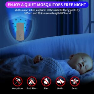 Frogoom Flying Insect Trap, Fruit Fly Traps for Indoors Gnat, Mosquito, Moth and Housefly, Plug-in Bug Light UV Attractant Catcher Fly Traps Indoor for Home Office - No Odor (1 Device + 5 Glue Cards)