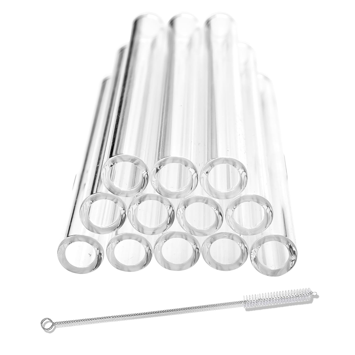 12 Pcs 6 Inches Borosilicate Glass Tubes, Gtysmox 12mm Diameter 2mm Thickness Clear Glass Tubing with 1 Cleaning Brush for DIY Making Glass Crafts