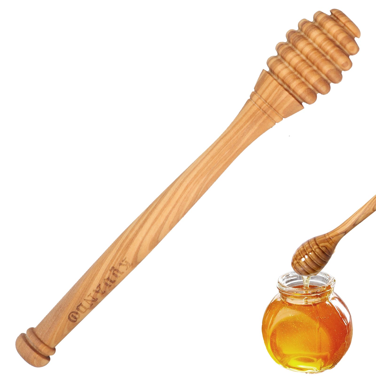 KYVANDO Traditional Olive Honey Dippers - Durable & Warp-Resistant, Preserves Honey Purity, 1pcs, 6.3 Inch