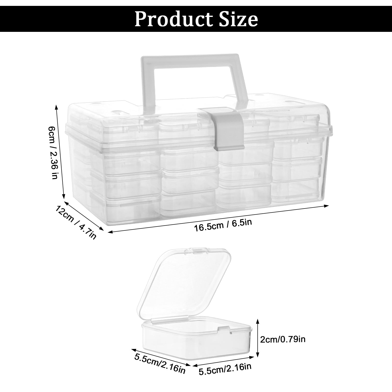 ZEVOFIUR Craft Organizer Upgraded 32 Piece Small Bead Organizer and Storage Plastic Box, Mini Clear Bead Organizer, Clear and Stackable with Label Stickers