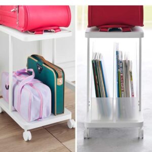 Yamazaki School Bag Storage Rack with Casters, 2 Tiers, Set of 2, School Bag Rack, Living Room, Study Under, Table Side, Tower, Black, 68.4 x 2