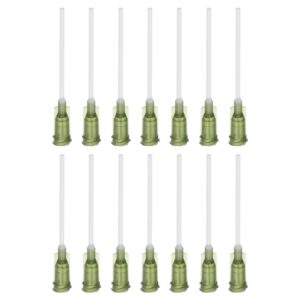 uxcell 50 pcs 14g plastic dispensing needles with luer lock, 1.5" ptfe needle tube pp heat-resistant plastic blunt tip for liquid glue gun, olive