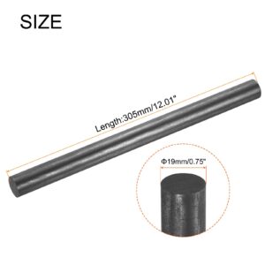 MECCANIXITY Graphite Rod, Graphite Stirring Rod Cylinder Stick Carbon Rod 305x19mm Black for Electrode, Melting Casting, Crucibles, Pack of 3