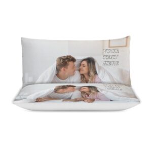 Custom Bedding Set with Photo Text Logo Custom Comforter Set Custom Bedding 3pcs Sets Bedding Cover Set Customized Duvet Cover Set for Family Kids Couples Birthday (1 Comforter and 2 Pillowcases)