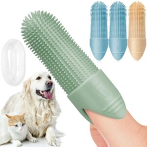 wallasababa - dog toothbrush 4-pack, 360º dog tooth brushing kit, cat & dog finger toothbrush for small & large pets, dog teeth cleaning kit, dental care for pets, dog toothpaste not included