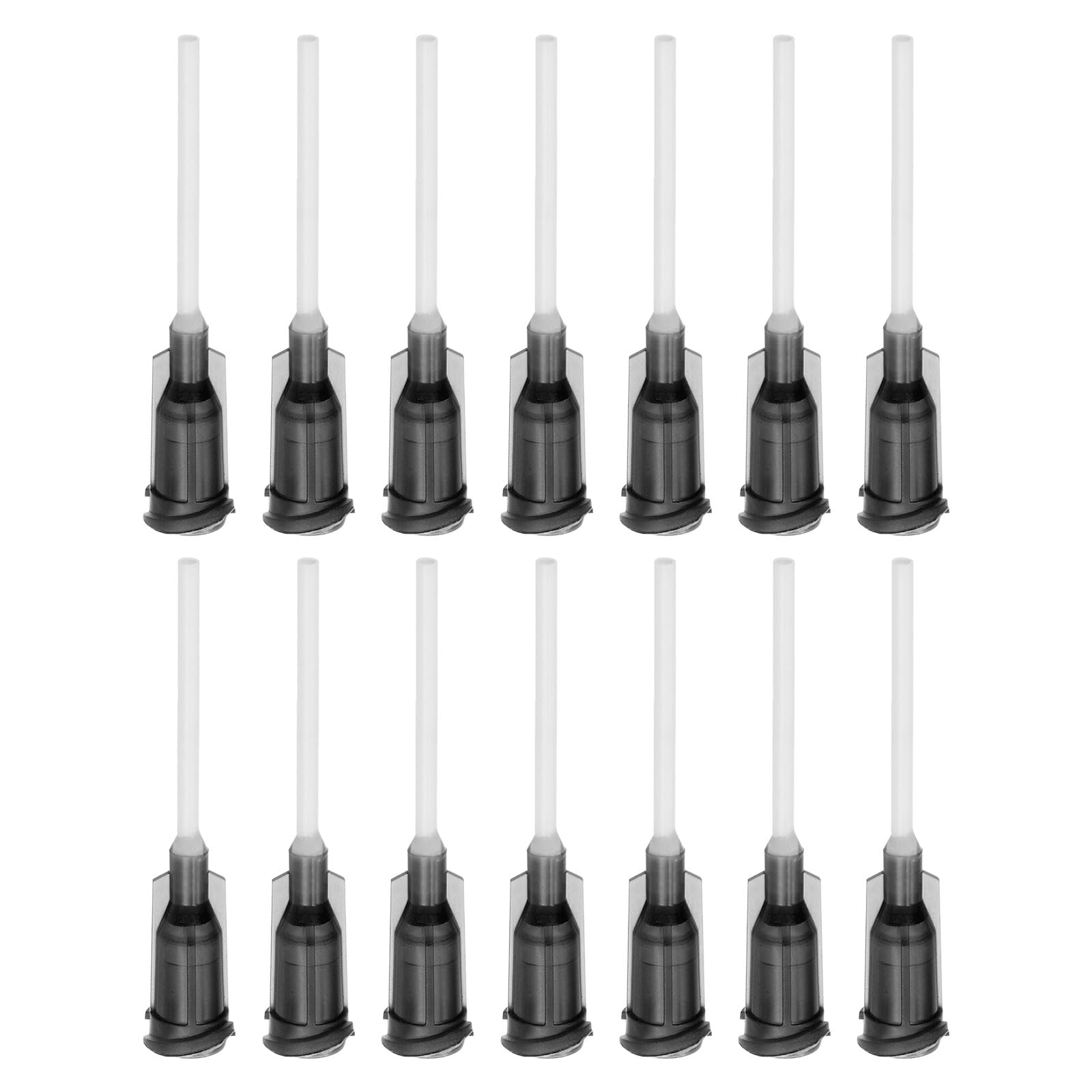 uxcell 50 Pcs 16G Plastic Dispensing Needles, 1" PTFE Glue Needle Tube Blunt Luer Lock Tips Applicator with PP Flexible Needle for Liquid Glue Gun, Grey