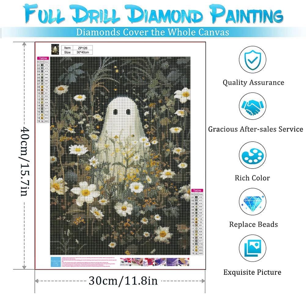 YPF Halloween Diamond Painting Kits for Adults Diamond Art Kits for Beginner DIY 5D Full Drill Crystal Arts and Crafts Gem Art Painting with Diamonds Dots Home Wall Decor 12x16inch