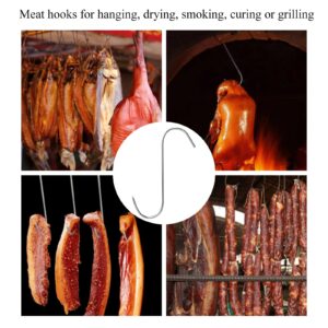 SATONBEYI 7pcs Meat Hooks for Smoker, 7 Inches Stainless Steel Smoking Hook S Shaped Butcher Meat Processing Hook for Smoker Butchering Drying Hanging Sausage Beef Pork Rib Jerky Grilling BBQ