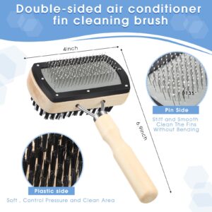 Boao 3 Pieces Air Conditioner Condenser Fin Cleaning Brush, Stainless Steel Air Conditioner Fin Cleaner, Refrigerator Coil Cleaning Whisk Brush (Classic)