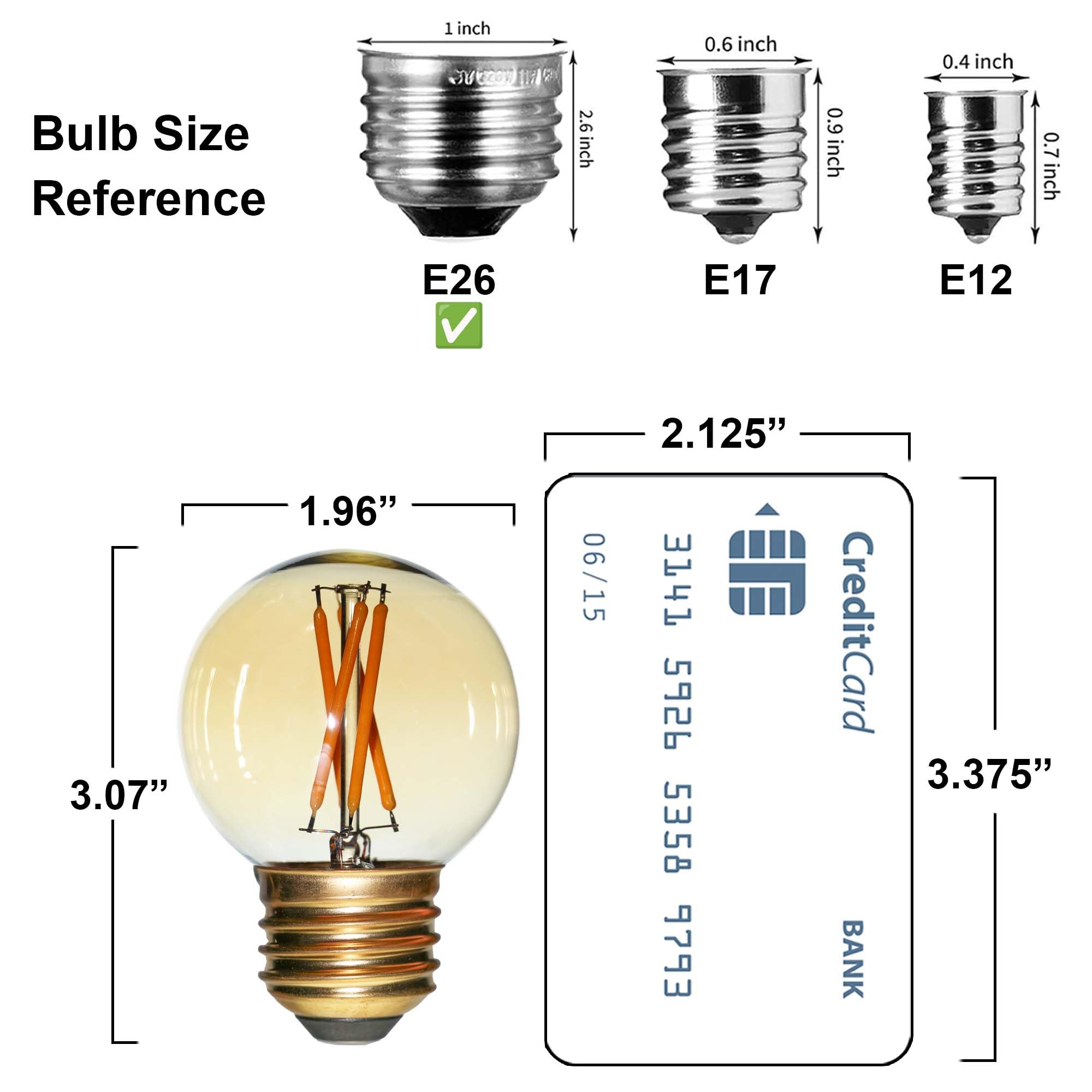 FANNIS Vintage Dimmable LED Bulbs, G50 G16.5 Edison Bulb, Equivalent 20W- 40W, Soft Warm Light 2200K, E26 Medium Base, Amber Glass LED Filament Light Bulb, Pack of 6