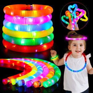 12 pcs light up glow sticks, party favors for kids 4-8 8-12 pop tubes glow in the dark party supplies goodie bag birthday party gifts students prizes halloween xmas stocking stuffers