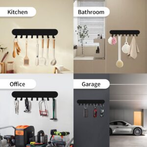 Suzurana 2 Pack Key Holder for Wall Adhesive Black, Key Hooks with 8 Hooks, Key Holder Wall Mount Self Adhesive, Key Rack Wall Mount for Wall No Drill for Living Room, Kitchen, Bathroom, Garage