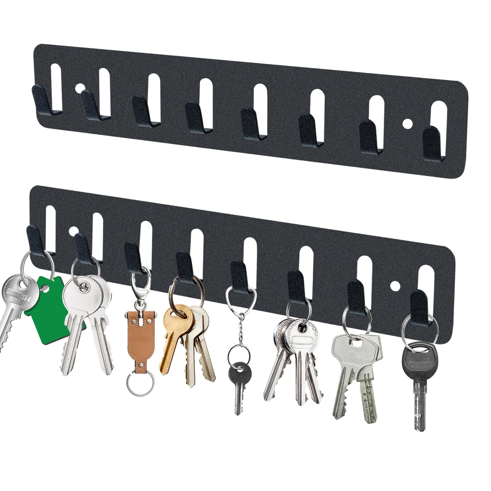 Suzurana Key Holder Wall Mount with 8 Hooks, Key Hooks for Wall with Screws and Anchors, Key Hanger Adhesive Key Rack Organizer for Entryway Front Door, Hallway, Bathroom, Kitchen, Garage