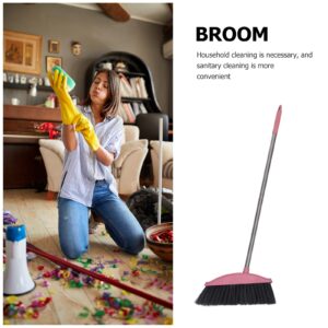 Luxshiny Indoor Broom, Stainless Steel Angle Broom with Long Handle Soft Floor Sweeping Brooms Home Cleaning Tool for Kitchen Bathroom Pet Pink