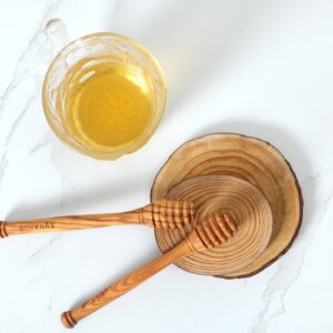 KYVANDO Traditional Olive Honey Dippers - Durable & Warp-Resistant, Preserves Honey Purity, 1pcs, 6.3 Inch