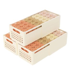 yawinhe retractable plastic storage bins with handles, expandable stackable storage baskets, 3pack organization and storage containers organizers for closet pantry cabinet, 11-18.5x7.9x5.9in