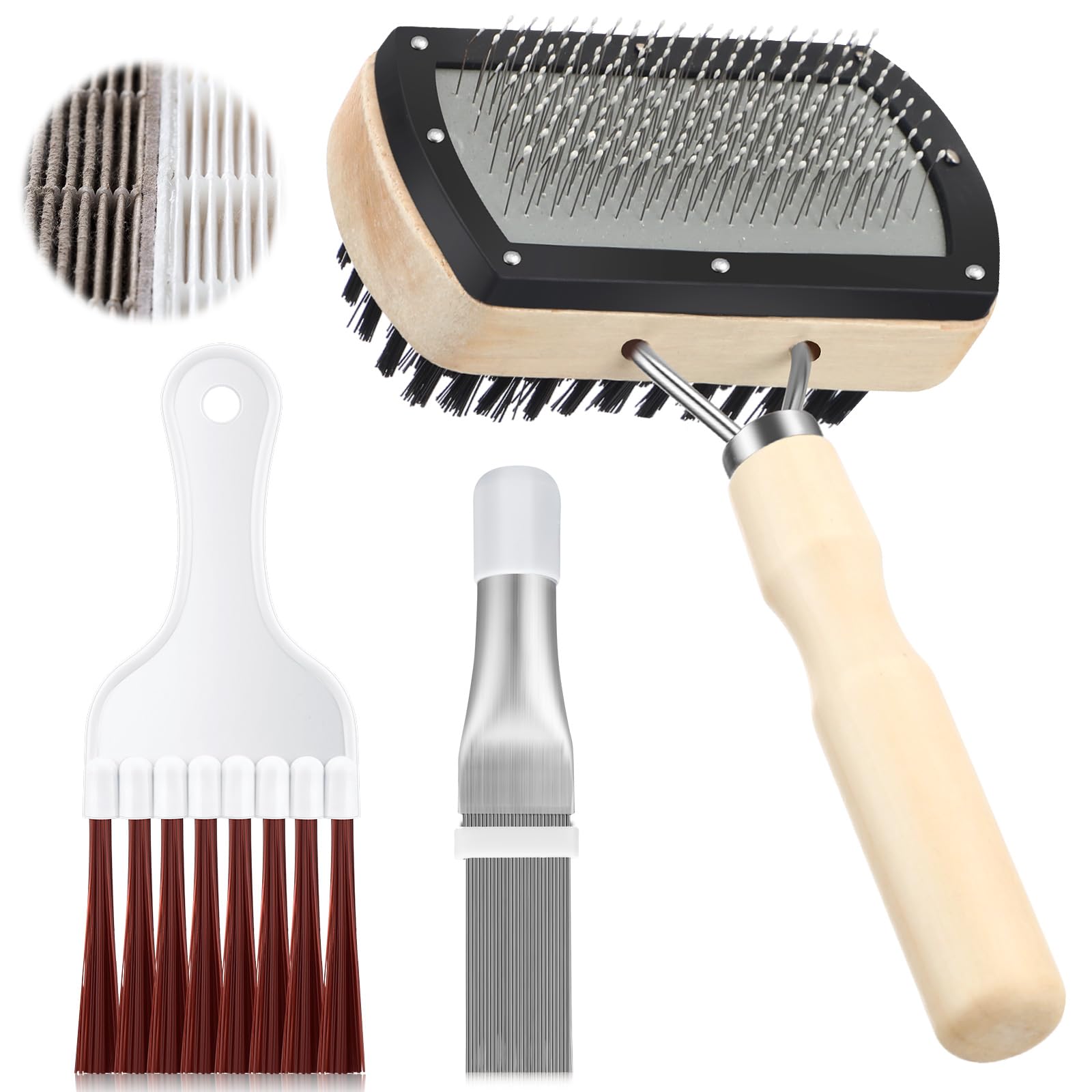 Boao 3 Pieces Air Conditioner Condenser Fin Cleaning Brush, Stainless Steel Air Conditioner Fin Cleaner, Refrigerator Coil Cleaning Whisk Brush (Classic)